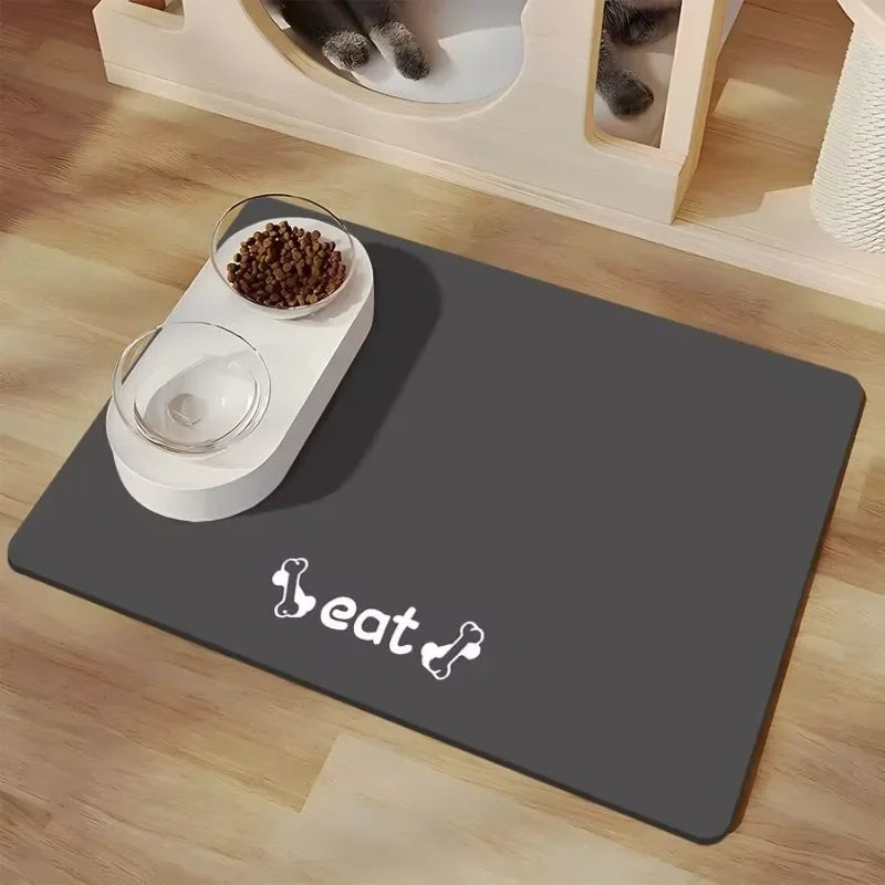 ZooFlex Waterproof Pet Feeding Mat – Non-Slip Paw Print Dog & Cat Bowl Mat