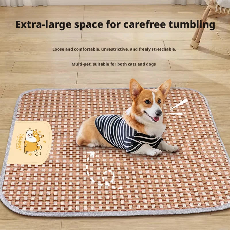 ZooFlex Summer Pet Cooling Mat – Breathable Non-Slip Rattan Bed for Dogs & Cats