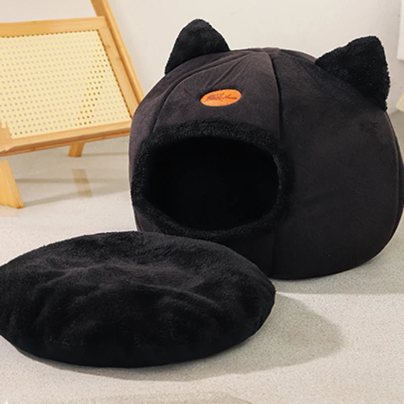 ZooFlex Winter Cat Cave Bed – Soft Warm Pet Sleeping Nest for Cats & Small Dogs