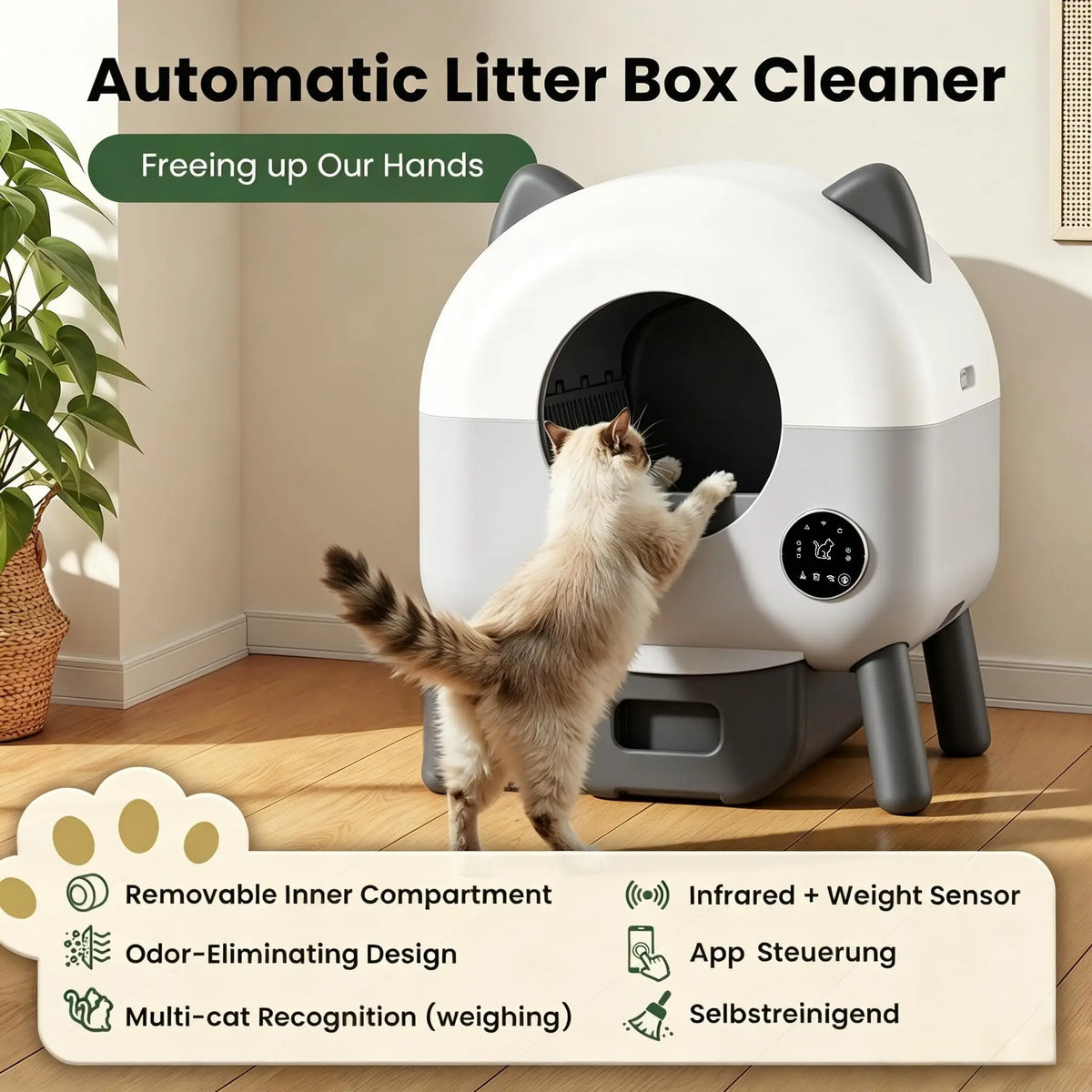 ZooFlex 76L Automatic Cat Litter Box – Smart WiFi Cleaning