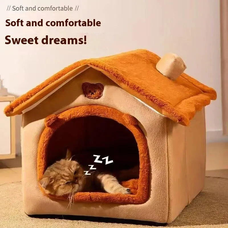 ZooFlex Cozy Cat Cave Bed – Soft Semi-Enclosed Pet Sleeping Nest