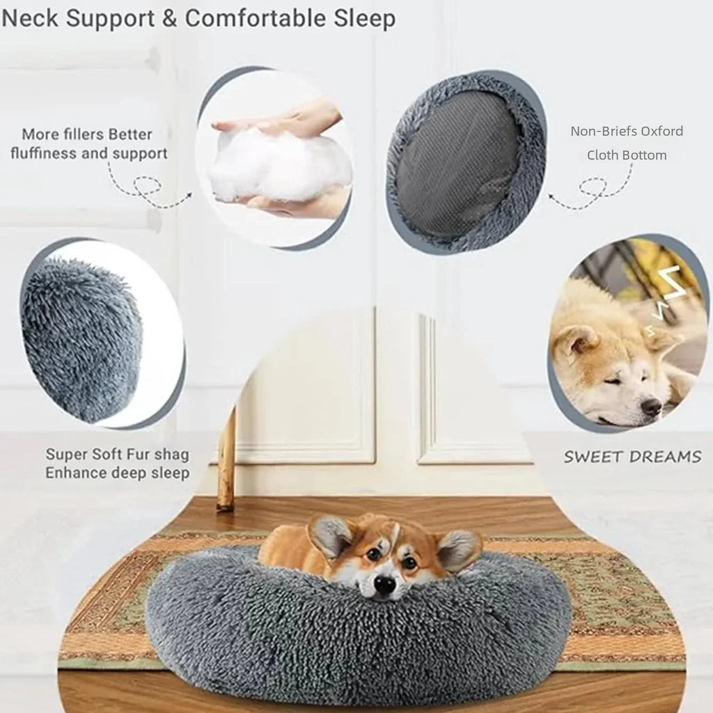 ZooFlex Round Plush Dog & Cat Bed – Super Soft Warm Pet Bed (40–90cm)
