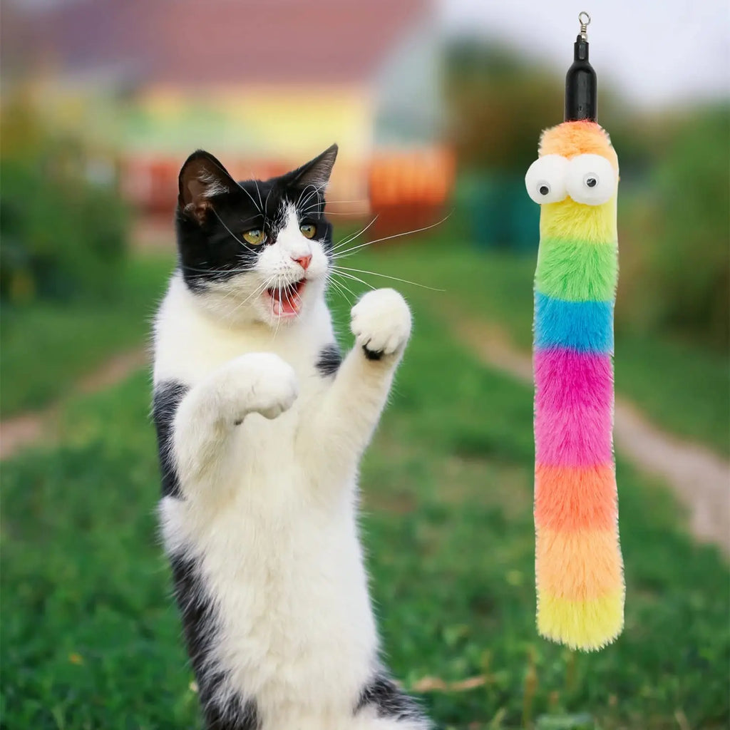 ZooFlex Interactive Cat Feather Wand Toy – Fuzzy Teaser with Refills (1–8 PCs)