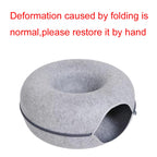 ZooFlex Felt Cat Tunnel Bed – Interactive Donut Cat Cave, Scratcher & Sleeping Nest