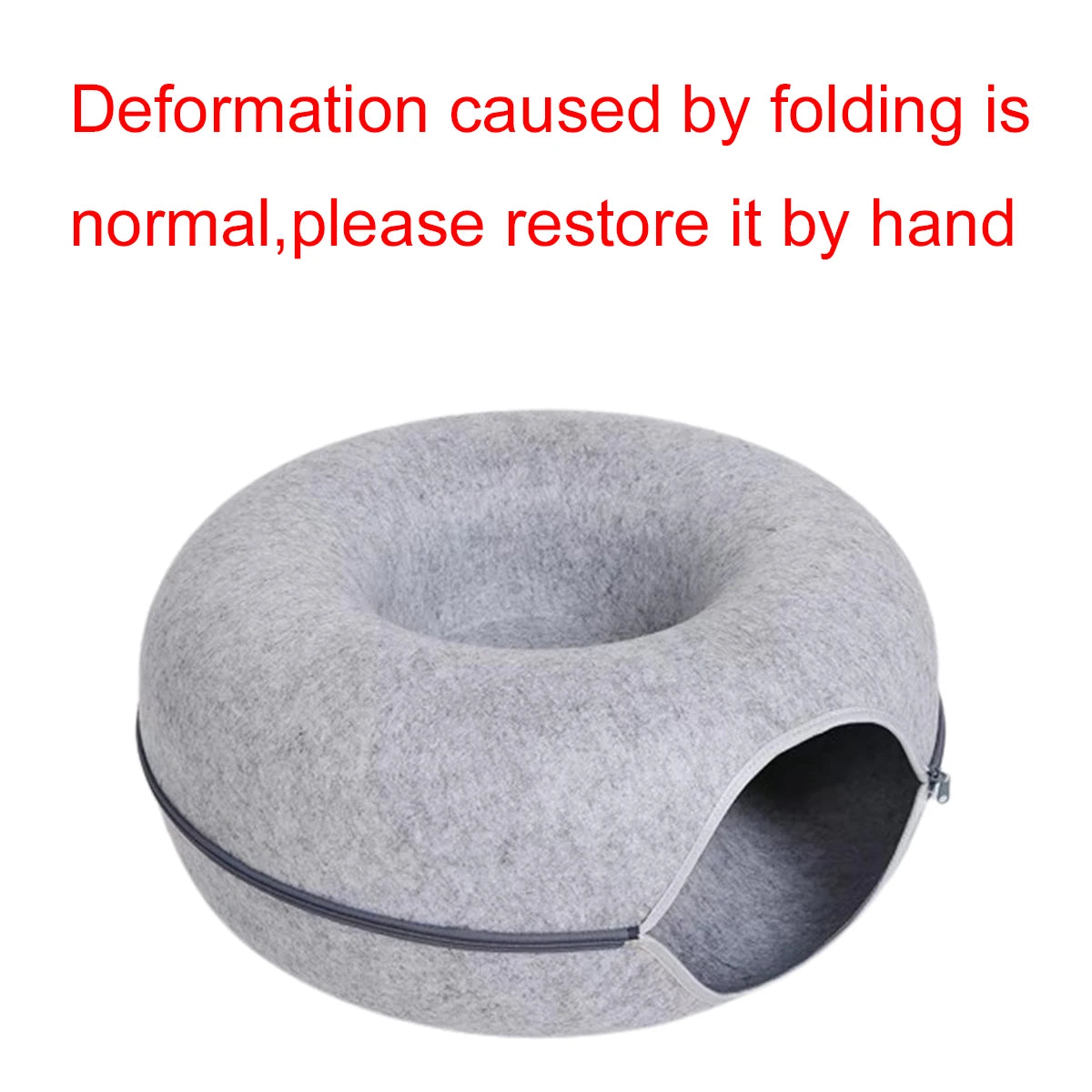 ZooFlex Felt Cat Tunnel Bed – Interactive Donut Cat Cave, Scratcher & Sleeping Nest