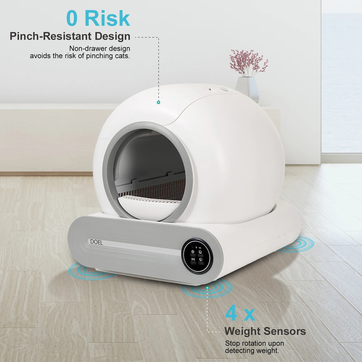 ZooFlex 65L Smart Cat Litter Box – WiFi Self-Cleaning
