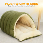 ZooFlex Winter Cat Cave Bed – Soft Thermal Plush Pet House with Washable Cover
