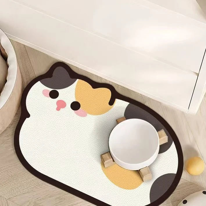 ZooFlex Waterproof Cat Face Feeding Mat – Non-Slip Pet Food Bowl Placemat