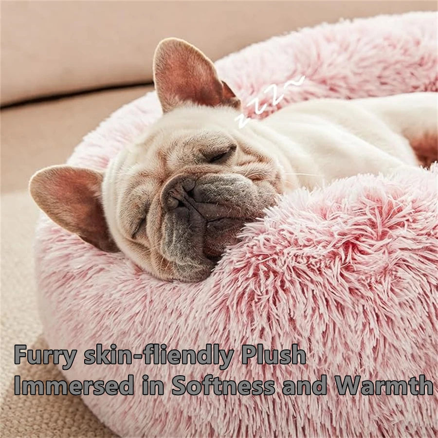 ZooFlex Washable Donut Dog & Cat Bed – Soft Warm Faux Fur Round Pet Bed