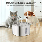 ZooFlex 2.2L Automatic Cat Water Fountain – Stainless Steel Pet Water Dispenser