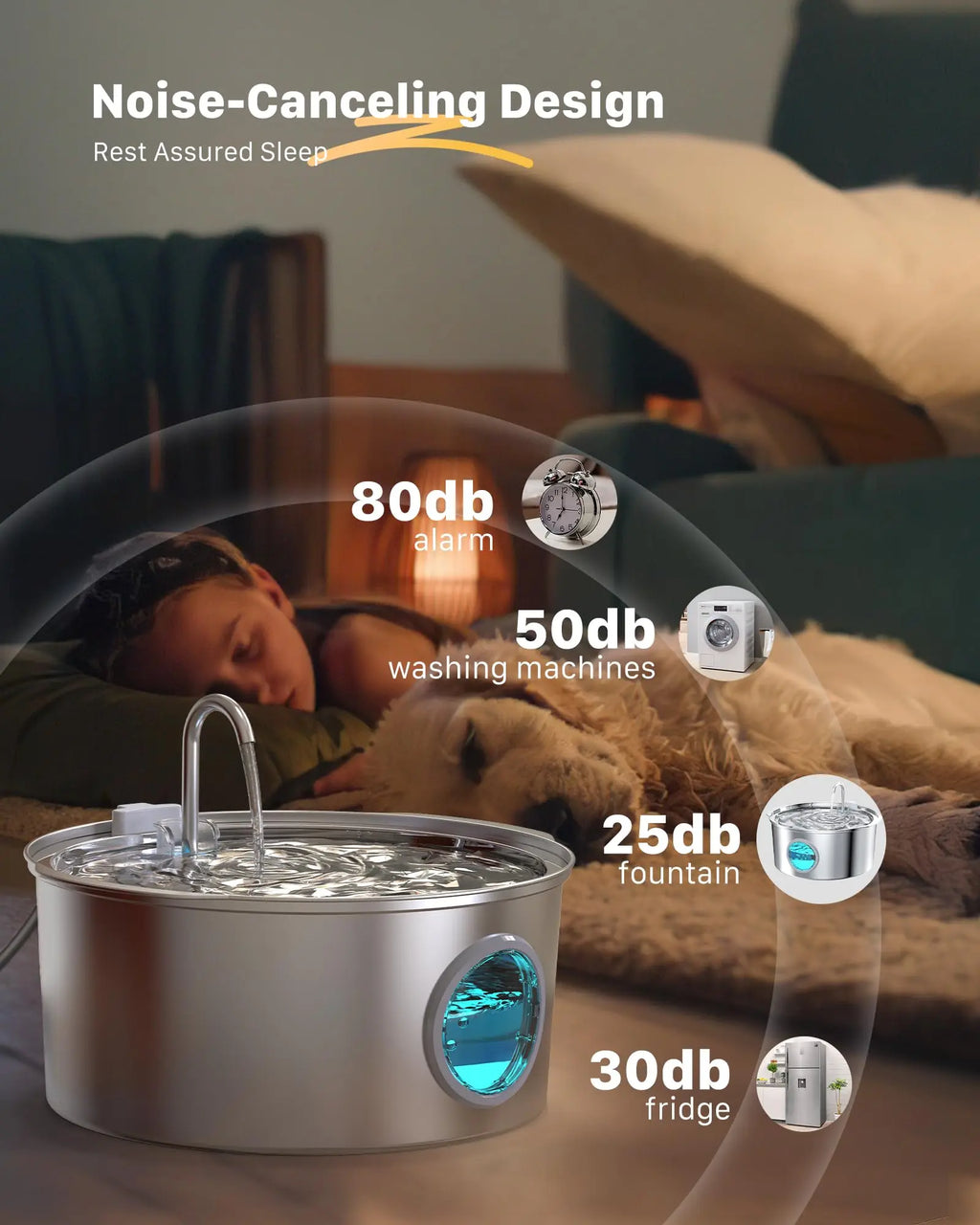 ZooFlex Large Dog Water Fountain – Ultra-Quiet Stainless Steel Pet Water Dispenser