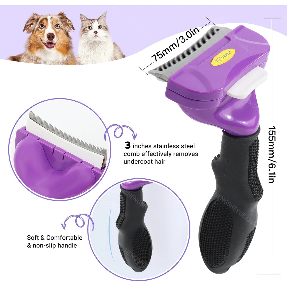 ZooFlex Cat Hair Removal Brush – Gentle Grooming & Massage Comb for Dogs & Cats