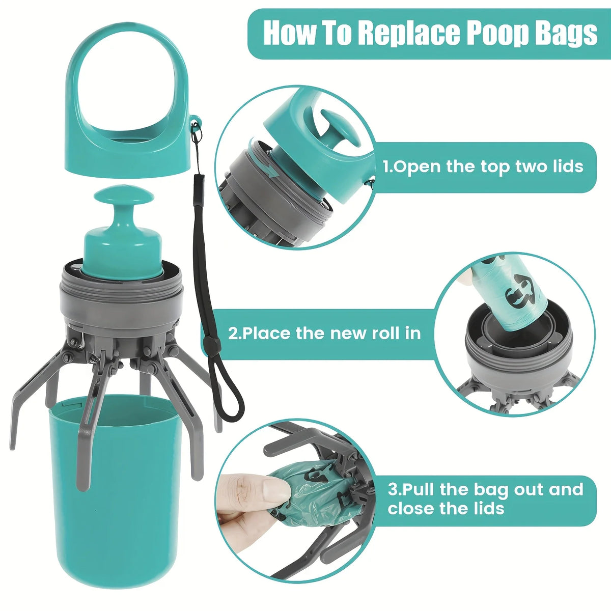 ZooFlex Portable Dog Poop Scooper – Claw Grabber with Waste Bag Dispenser