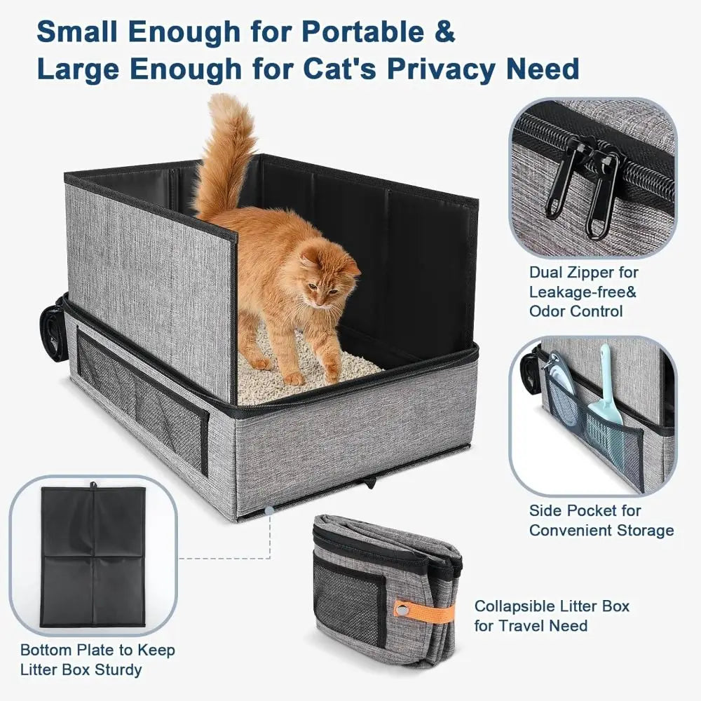 ZooFlex Portable Cat Litter Box – Foldable Travel Litter Tray