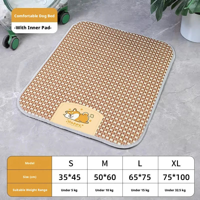 ZooFlex Summer Pet Cooling Mat – Breathable Non-Slip Rattan Bed for Dogs & Cats