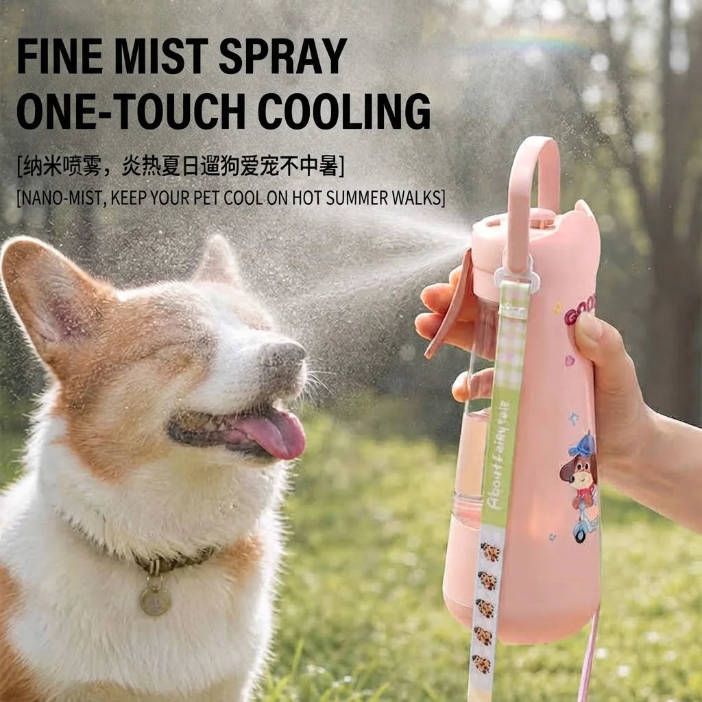 ZooFlex Portable Dog Water Bottle with Cooling Spray, Food Storage & Bowl