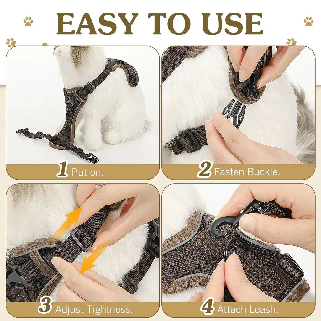 ZooFlex Cat Harness & Leash Set – Reflective Mesh Walking Vest