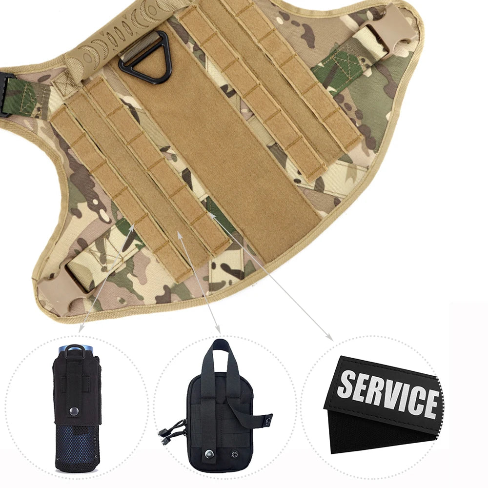 ZooFlex Military Tactical Dog Harness with MOLLE Pouch, Collar & Leash