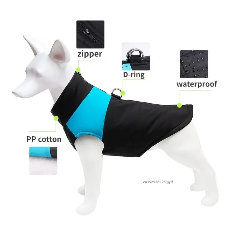 ZooFlex Waterproof Dog Winter Coat – Warm Padded Zipper Vest for Small & Large Dogs