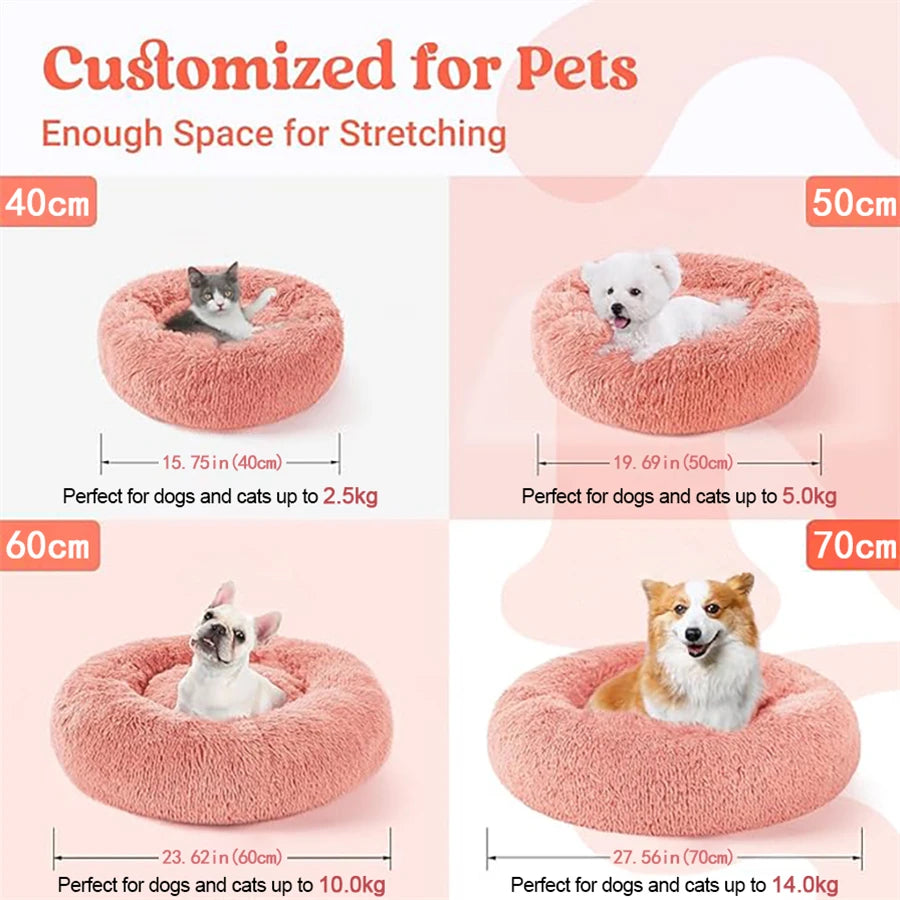 ZooFlex Washable Donut Dog & Cat Bed – Soft Warm Faux Fur Round Pet Bed