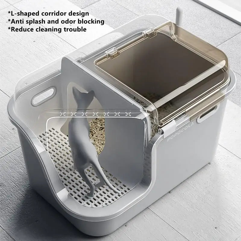 ZooFlex Large Cat Litter Box – Enclosed Anti-Splash Cat Toilet