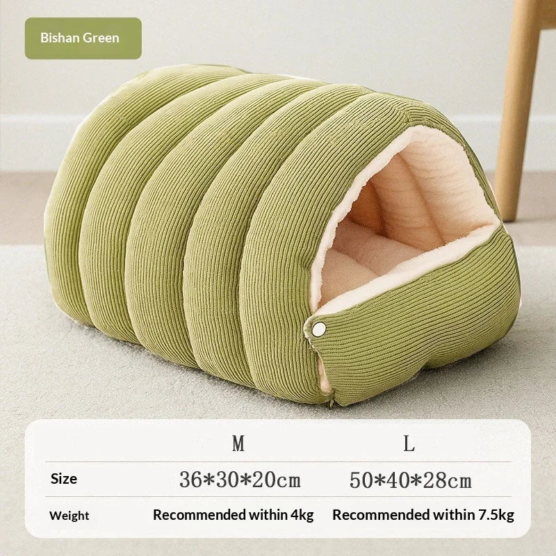 ZooFlex Winter Cat Cave Bed – Soft Thermal Plush Pet House with Washable Cover