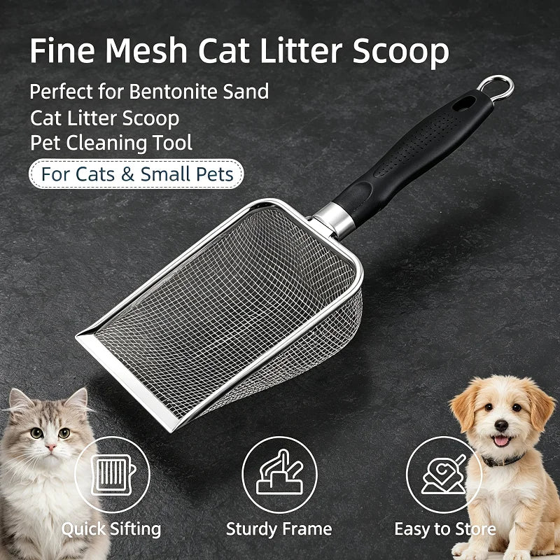 ZooFlex Fine Mesh Cat Litter Scoop – Stainless Steel Sifter