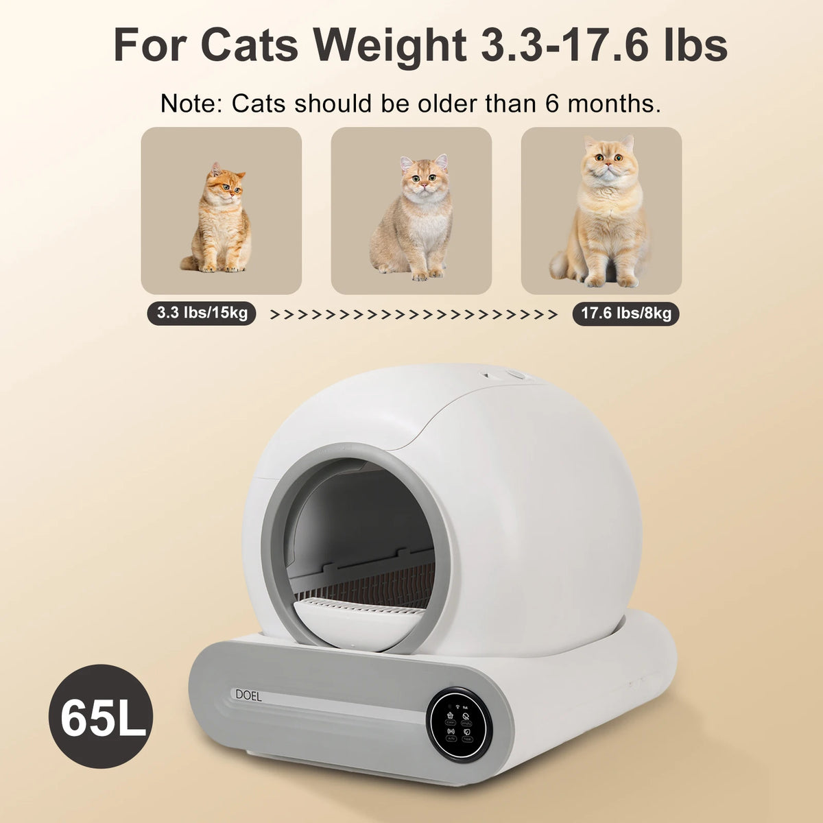 ZooFlex 65L Smart Cat Litter Box – WiFi Self-Cleaning
