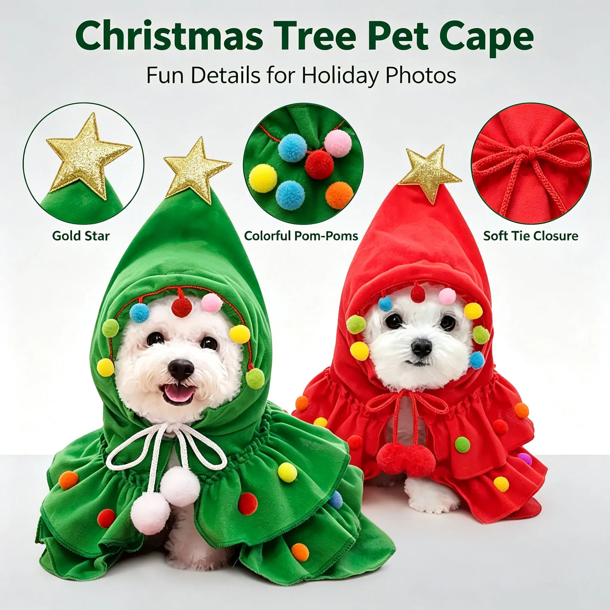 ZooFlex Christmas Tree Pet Costume – Dog & Cat Holiday Cape Outfit