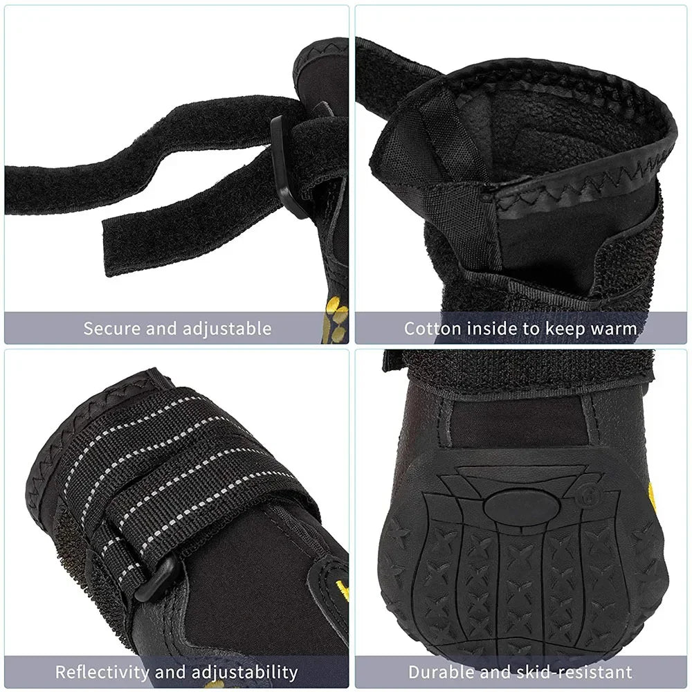 ZooFlex Waterproof Dog Boots – Reflective Anti-Slip Paw Protectors for Summer & Winter (4pcs)