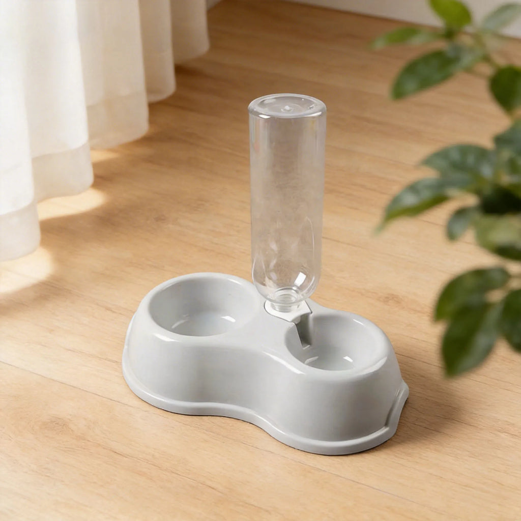 ZooFlex Double Pet Feeding Bowl – Automatic Water Dispenser for Dogs & Cats