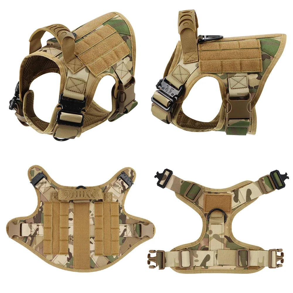 ZooFlex Military Tactical Dog Harness with MOLLE Pouch, Collar & Leash