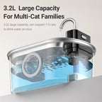 ZooFlex 3.2L Smart Cat Water Fountain – Wireless Stainless Steel Dispenser
