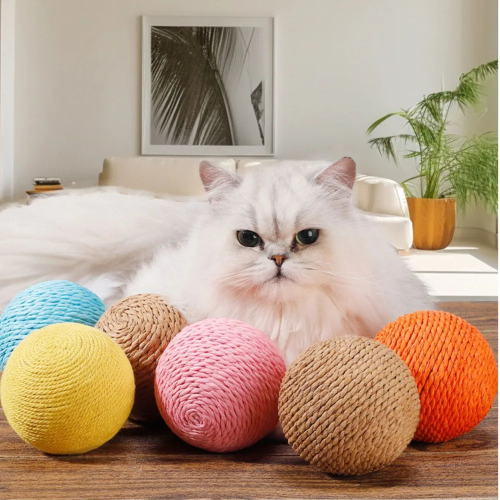 ZooFlex 10cm Sisal Cat Scratching Ball – Interactive Rattle Toy for Kittens