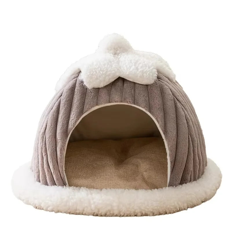 ZooFlex Winter Cat Cave Bed – Warm Plush Washable Pet Nest