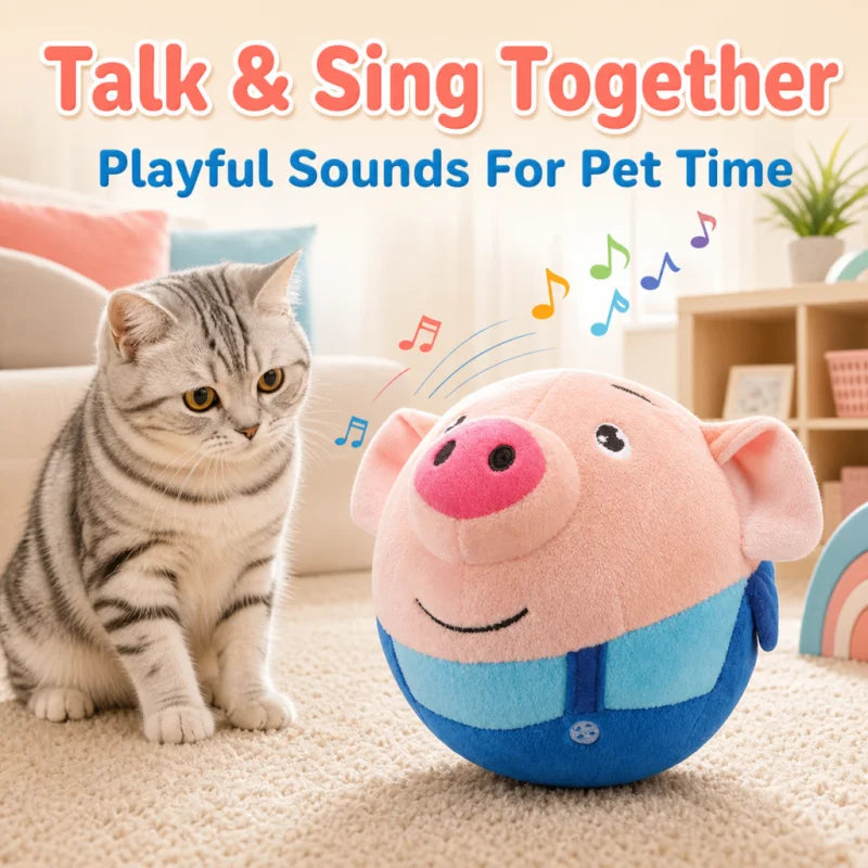 ZooFlex Interactive Vibrating Plush Ball – Musical Cat & Dog Toy