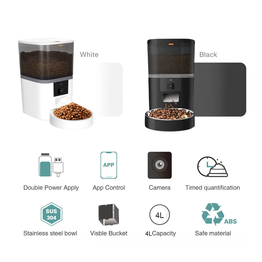 ZooFlex 4L Automatic Cat & Dog Feeder with HD Camera – Smart Remote Feeding Dispenser
