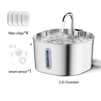 ZooFlex 2.2L Automatic Cat Water Fountain – Stainless Steel Pet Water Dispenser