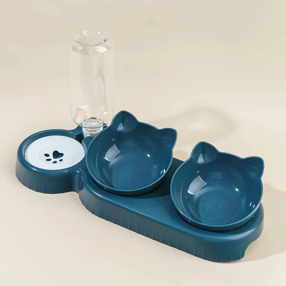 ZooFlex 3-in-1 Tilted Cat Food & Water Bowls – Gravity Water Dispenser