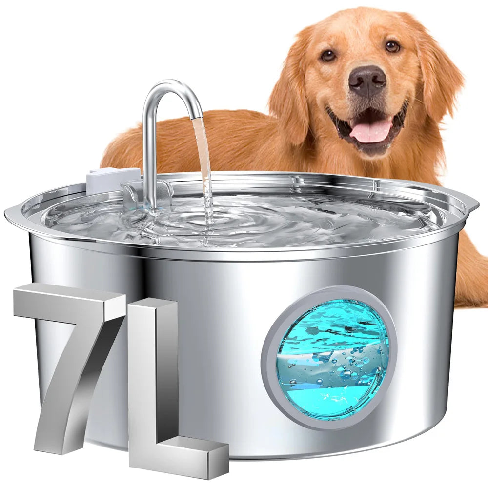 ZooFlex Large Dog Water Fountain – Ultra-Quiet Stainless Steel Pet Water Dispenser