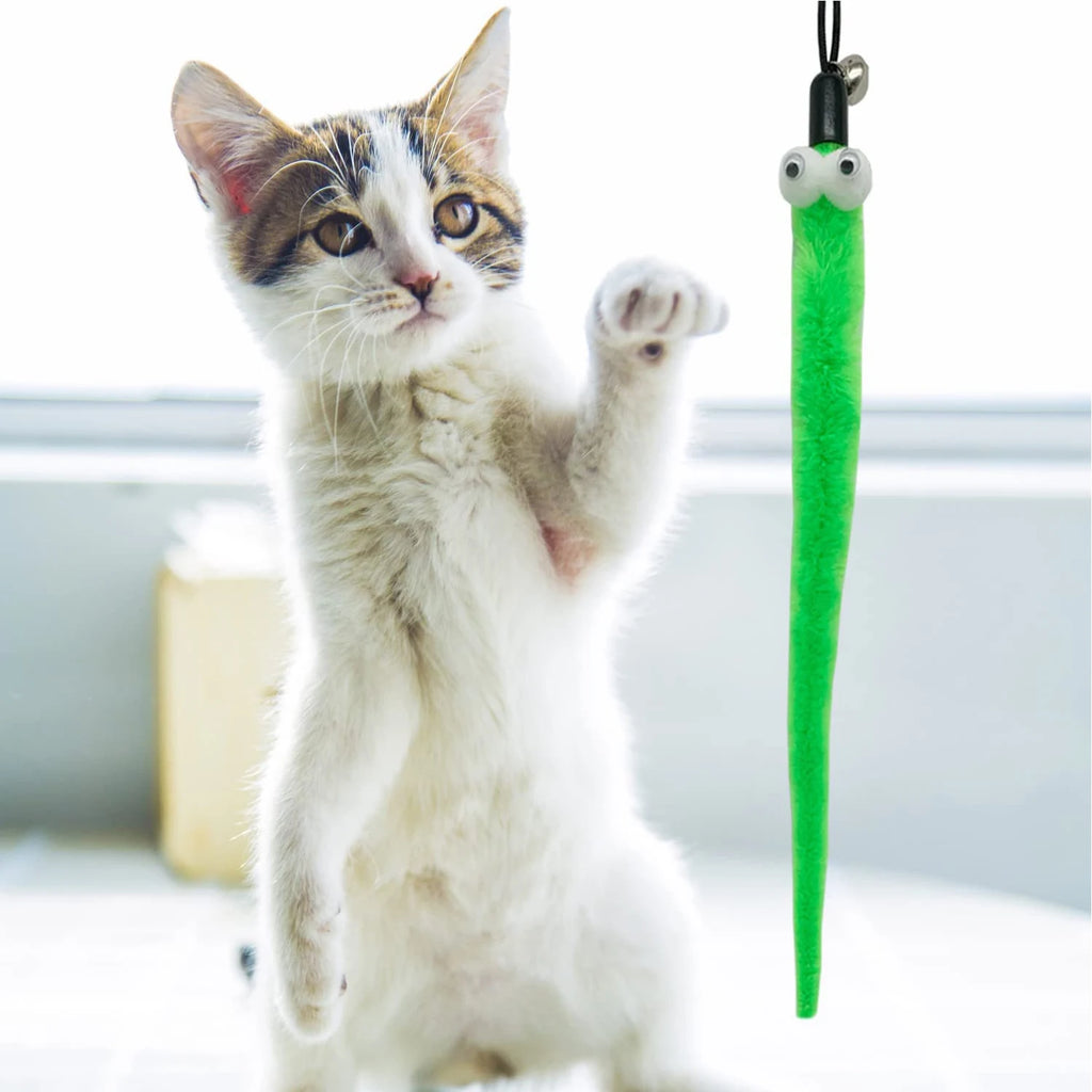 ZooFlex Interactive Cat Feather Wand Toy – Fuzzy Teaser with Refills (1–8 PCs)