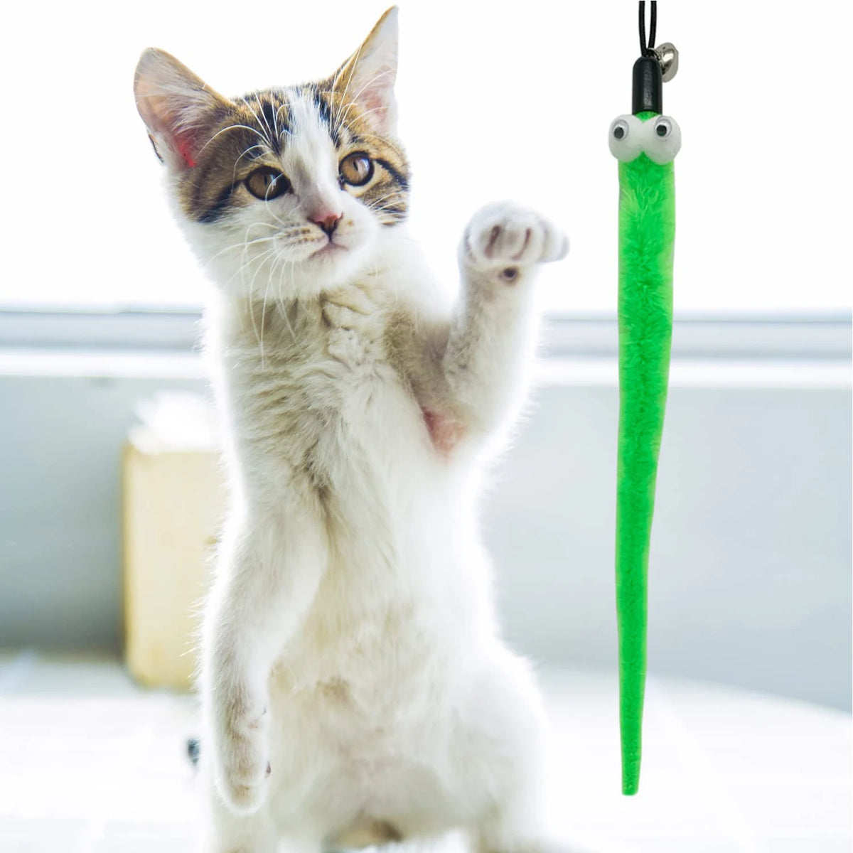 ZooFlex Interactive Cat Feather Wand Toy – Fuzzy Teaser with Refills (1–8 PCs)