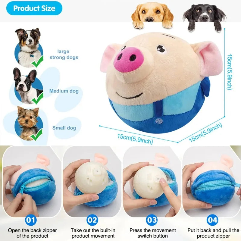 ZooFlex Interactive Vibrating Plush Ball – Musical Cat & Dog Toy