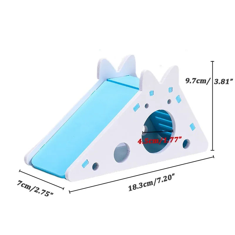 ZooFlex Wooden Hamster House with Slide – Colourful Small Pet Play Toy