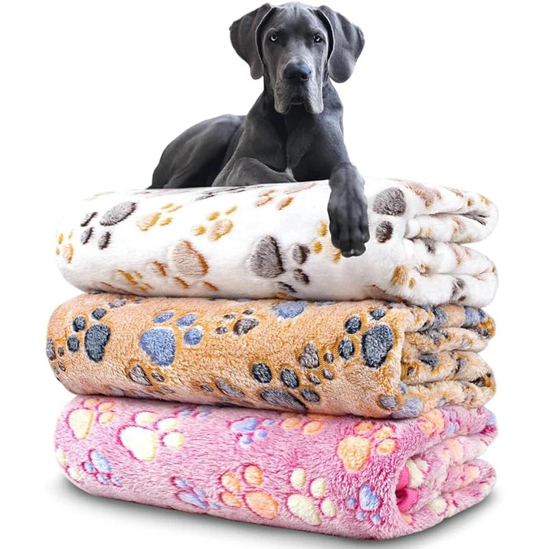 ZooFlex Soft Fluffy Pet Blanket – Warm Paw Print Fleece for Dogs & Cats