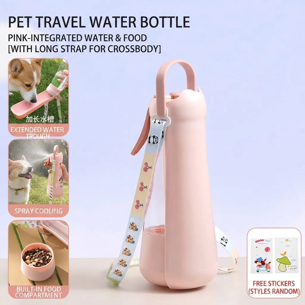 ZooFlex Portable Dog Water Bottle with Cooling Spray, Food Storage & Bowl