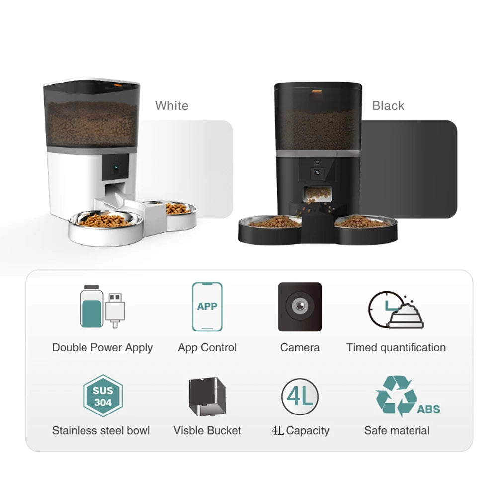 ZooFlex 4L Automatic Cat & Dog Feeder with HD Camera – Smart Remote Feeding Dispenser