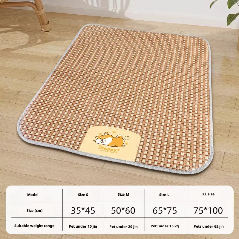 ZooFlex Summer Pet Cooling Mat – Breathable Non-Slip Rattan Bed for Dogs & Cats