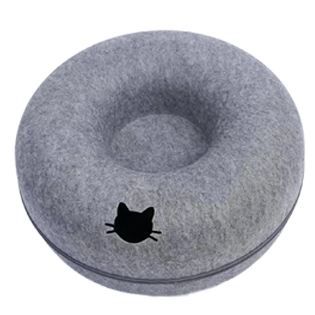 ZooFlex Interactive Cat Tunnel Bed – Felt Donut Cave & Scratcher
