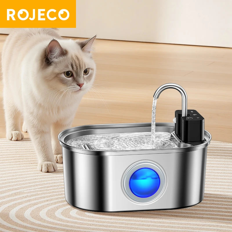 ZooFlex 3.2L Smart Cat Water Fountain – Wireless Stainless Steel Dispenser